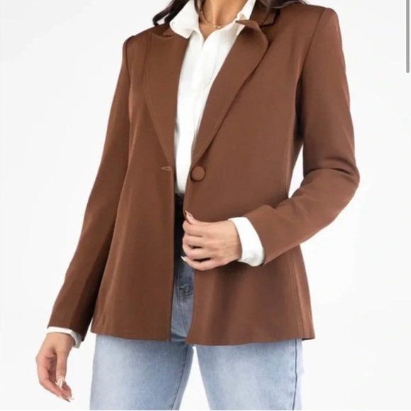 Take Notes Chocolate Blazer - Picture 1 of 5